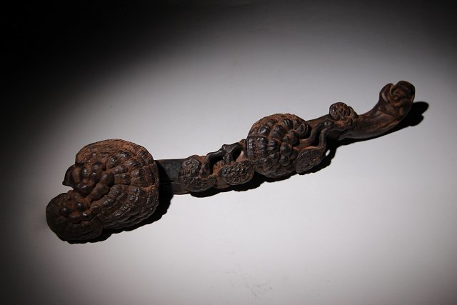 ☆寒椿☆沈香如意 全長約35cm (検)木彫彫刻 仏具 法具 唐物 中国美術