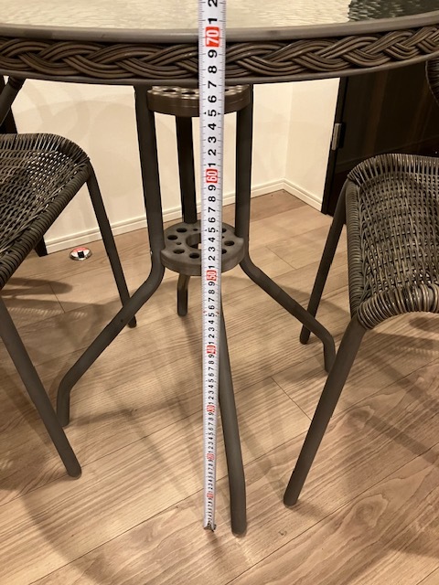 ラタン調 ガーデン テーブル チェア 3点セット ブラウン ガーデン  