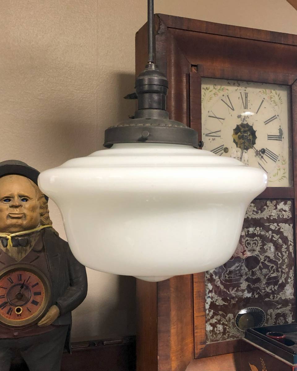 電笠 乳白ガラス 吊り下げ 照明 電灯 昭和レトロ 昭和レトロ 電笠 電傘