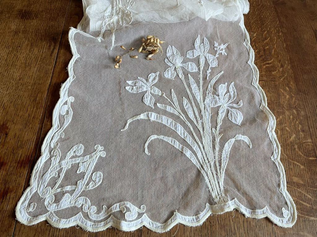 フランス アンティーク フランスアンティーク チュール生地百合花