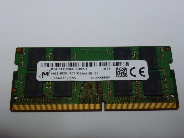 Micron PC4-3200AA 16GB 2Rx8 ノートPC用 動作確認済 ノートPC用Micron