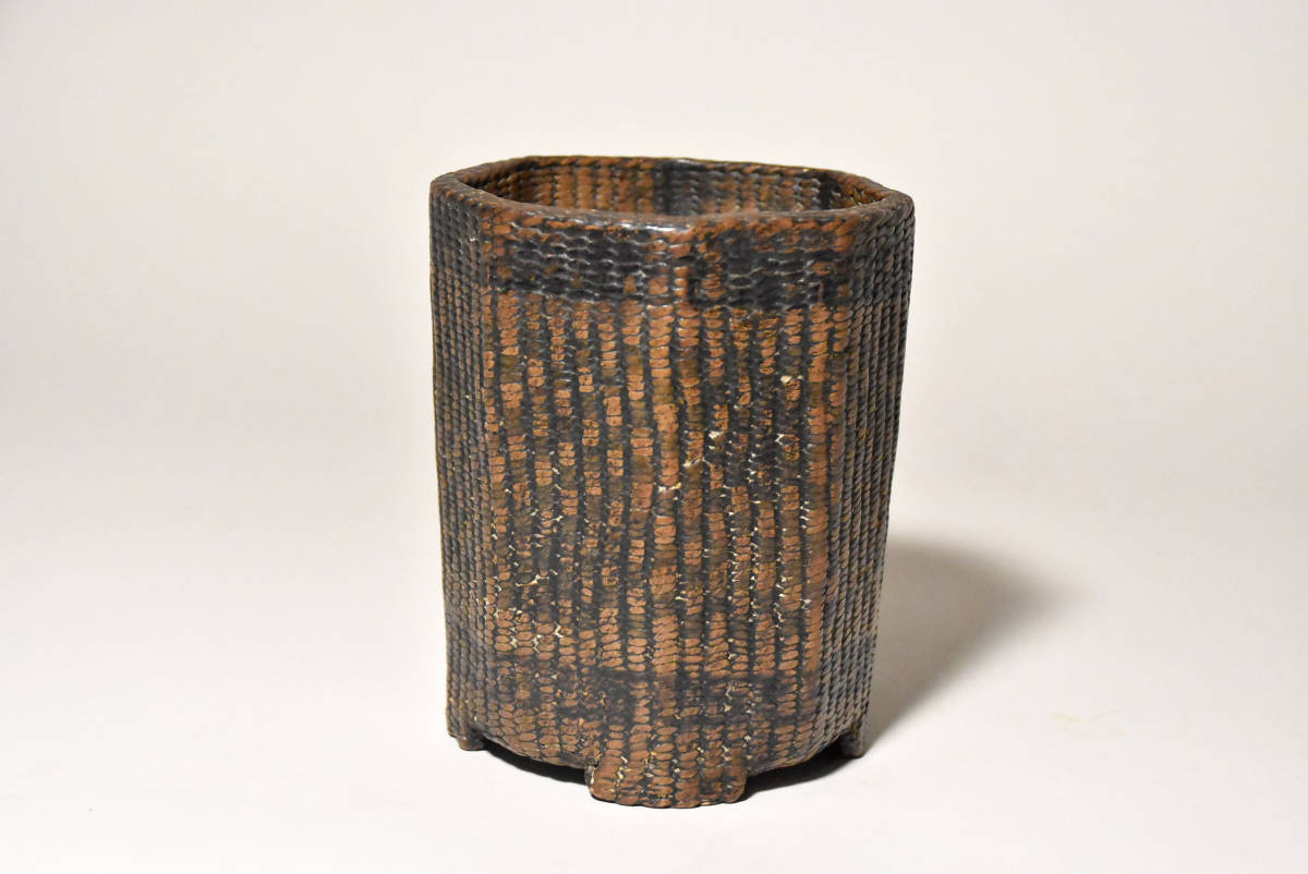 「栗八」李朝こより筆筒（李朝時代）