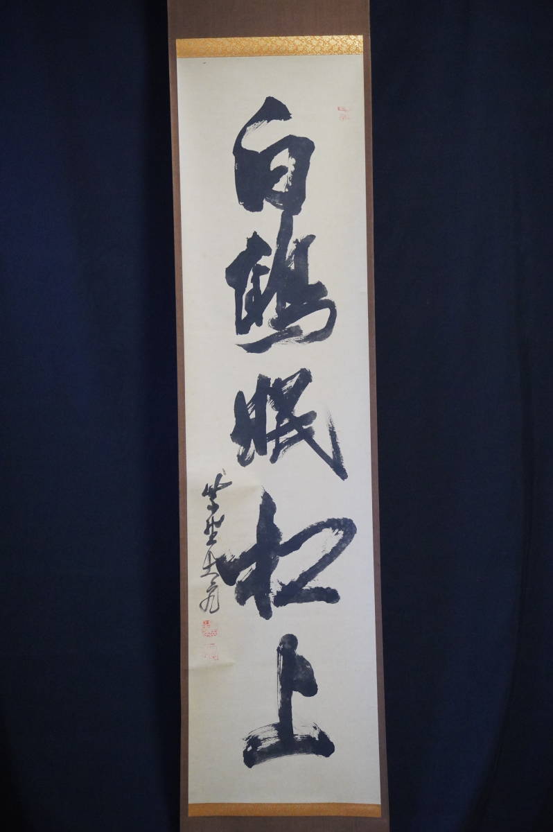 玉》【真作】 大徳寺【立花大亀】『白鶴眠松上』掛軸 共箱 肉筆【