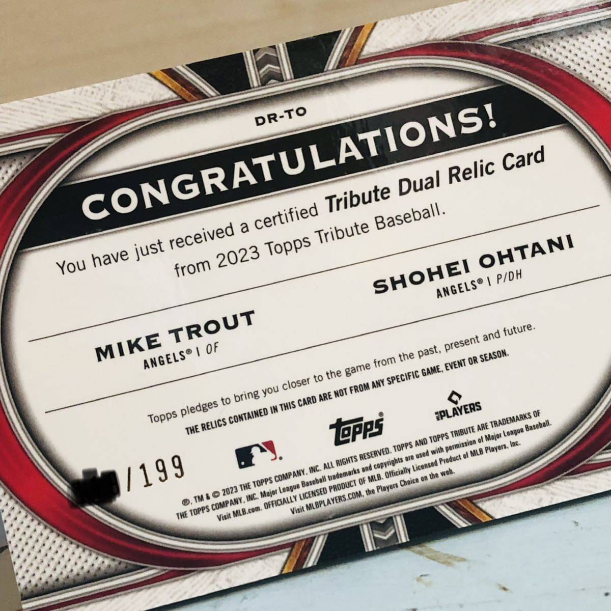 ☆希少レア☆ 大谷翔平 マイクトラウト 2023 TOPPS TRIBUTEパッチ 