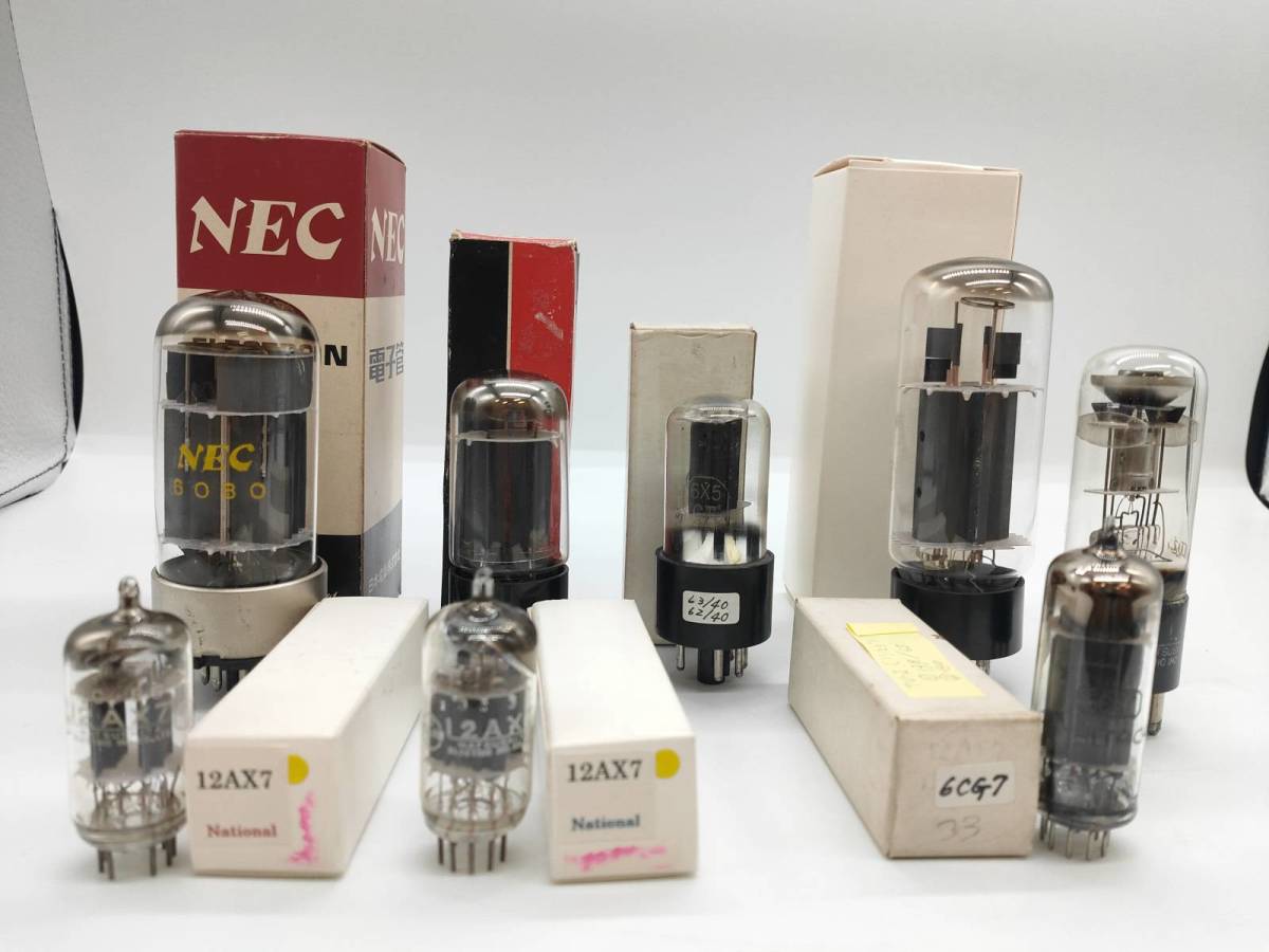 S1315【真空管】おまとめ８点 NEC 6080/5AR4 TOSHIBA 東芝 6CG7/6X5 National ナショナル 12AX7 現状品 昭和レトロ