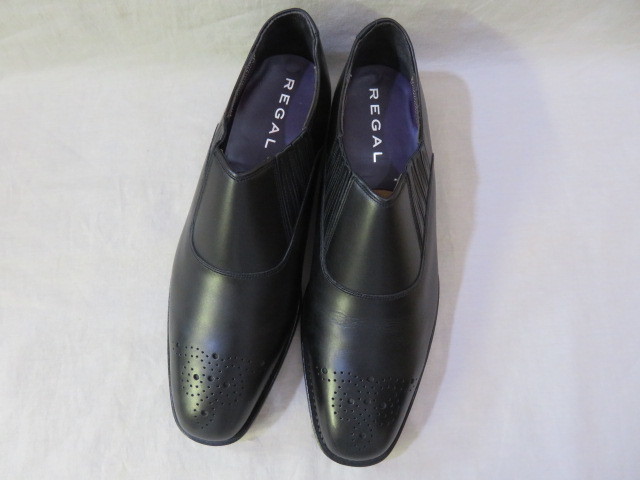 ☆美品 定価28350円 日本製 Regal リーガル W777 黒 サイドゴア ウイングチップシューズ ビジネスシューズ 23.5cm☆