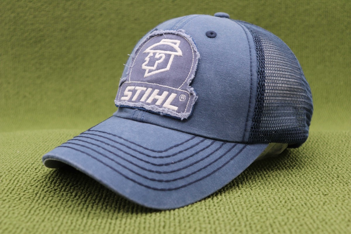 限定1新品US物 STIHL スティール スチール メッシュキャップ 帽子 INDIGO インディゴ 紺色系 ネイビー NAVY デニム風 WASH加工 管0810nska