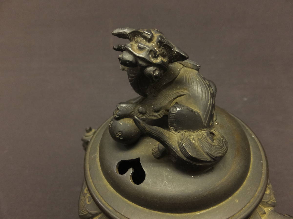 三足 香炉 古銅 6□銅製 重さ約2502g 時代 古玩 入札前に