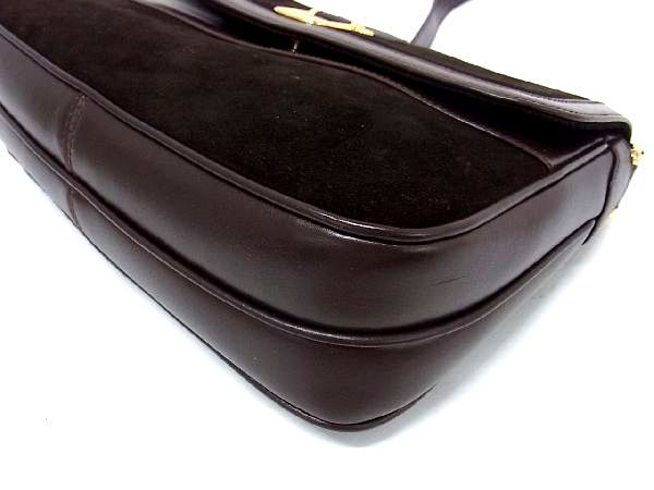 1円 GUCCI グッチ オールドグッチ ヴィンテージ インターロッキングG スエード クロスボディ ショルダーバッグ ブラウン系 AR0851