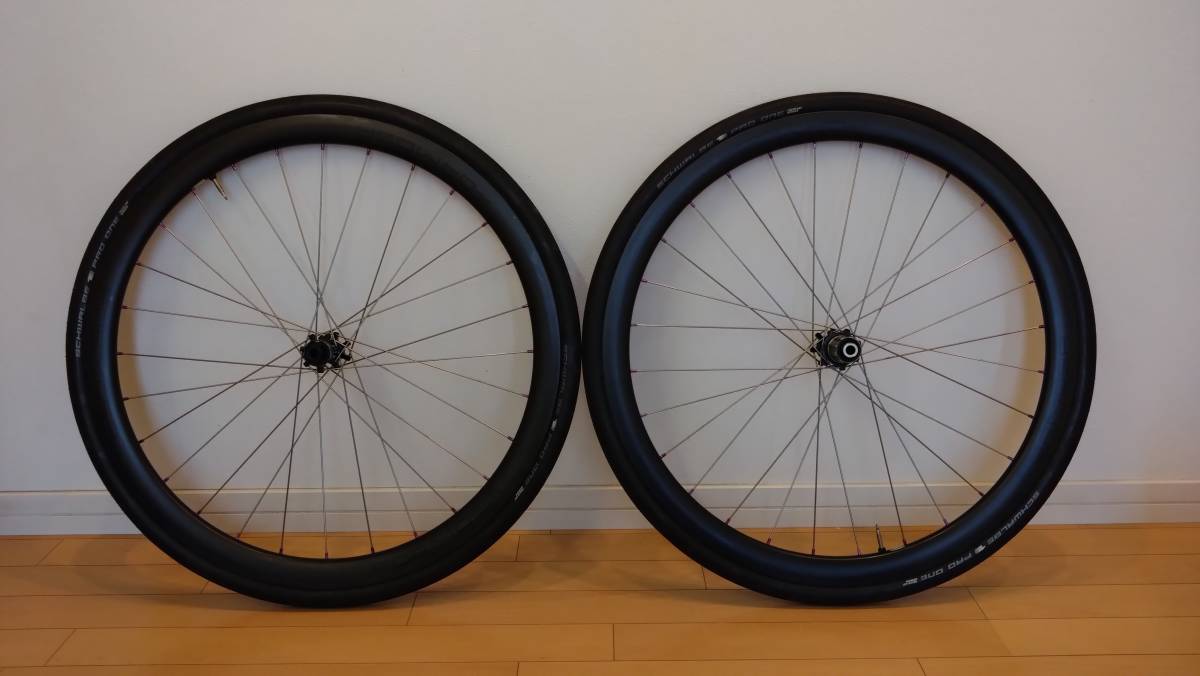 中古 FORMOSA カーボンリム ディスクブレーキ ホイール SCHWALBE PRO ONE チューブレスレディタイヤ 前後_1