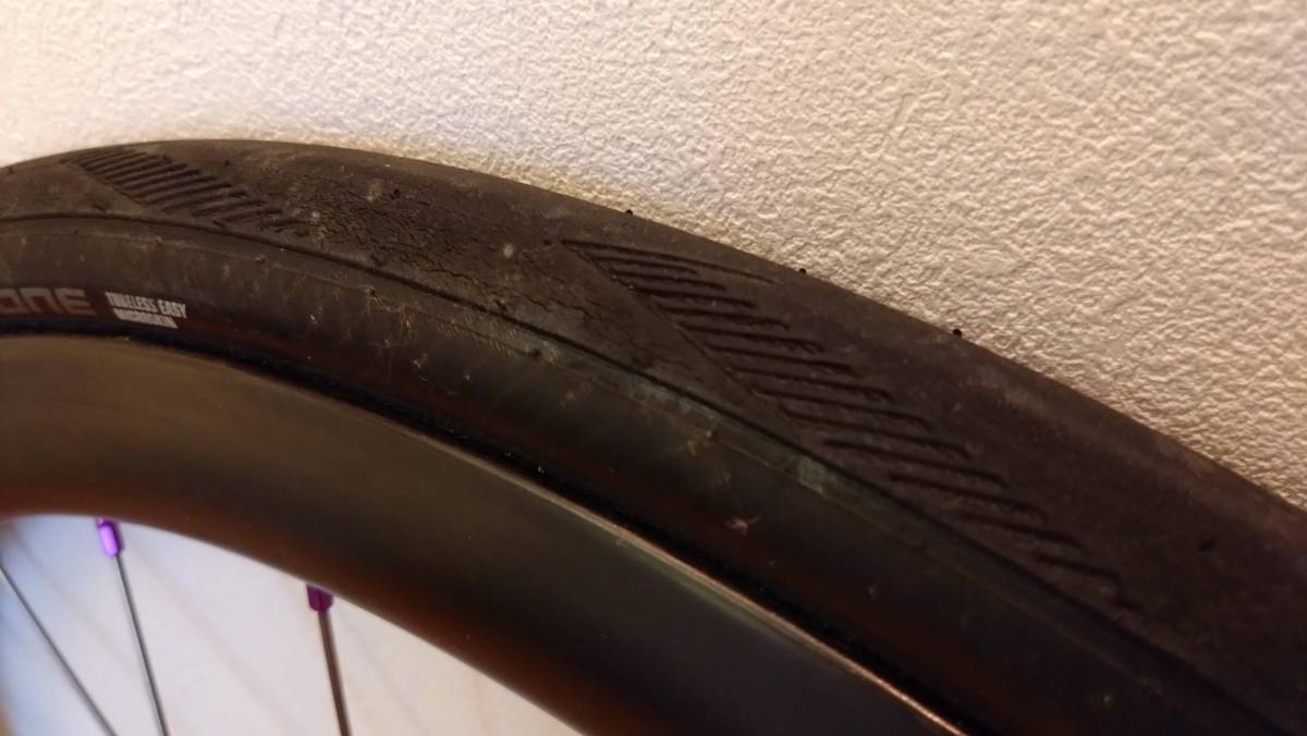 中古 FORMOSA カーボンリム ディスクブレーキ ホイール SCHWALBE PRO ONE チューブレスレディタイヤ 前後_6