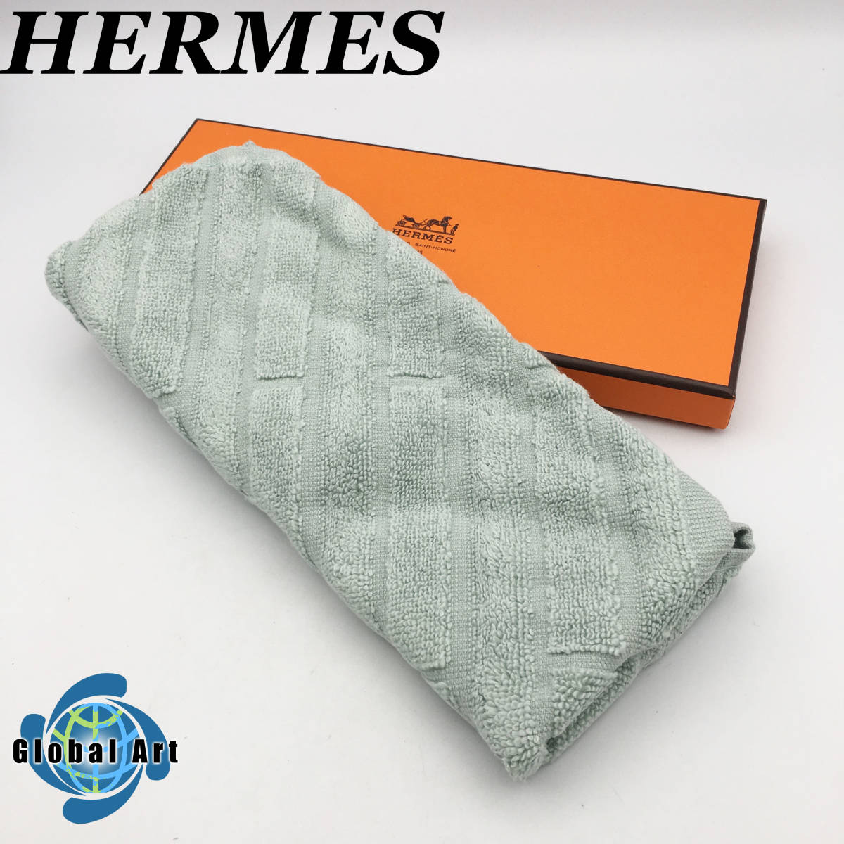 ◎新品未使用HERMES ハンドタオル32×32 ステアーズ ブルー ハンカチ