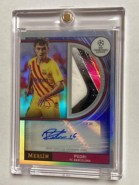 2021-22 Topps Merlin Chrome UEFA League Soccer Match Ball Signatures Pedri ペドリ 直筆サインボールカード