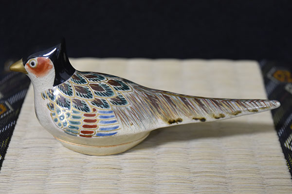 光成茶道具・九谷焼名工造「金彩・雉鳥香合」「光仙造・宝袋香合