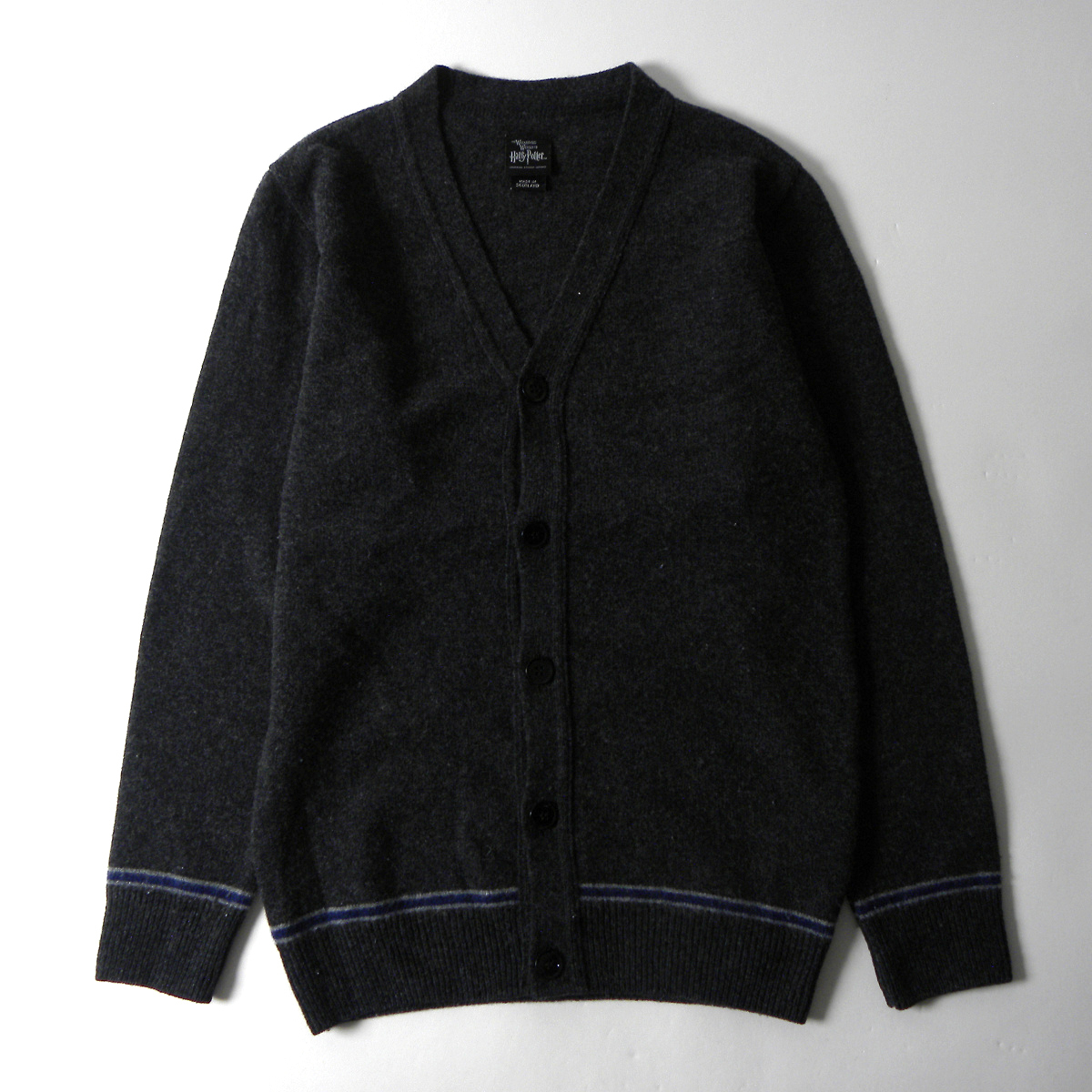 USJ公式 ハリーポッター Harry Potter ウール100% レイブンクロー寮ニットカーディガン S ダークグレー スコットランド製 m0817-12