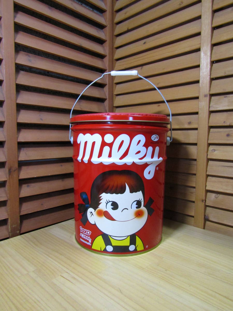 Y送料無料展示品△524【FUJIYA 不二家】ペコちゃん ペール缶 ブリキ