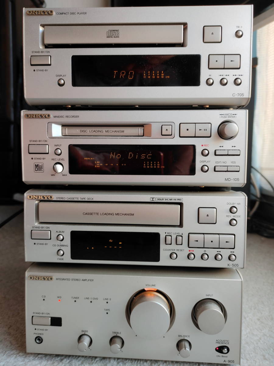 人気☆ONKYO/プリメインアンプA-905 ＆ MDレコーダーMD-105