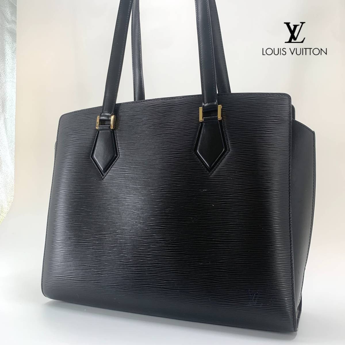 1円 ◆定価10万 極美品 LOUIS VUITTON ルイヴィトン ショルダー トート デュプレックス M52422 エピ ノワール　ハンドバッグ