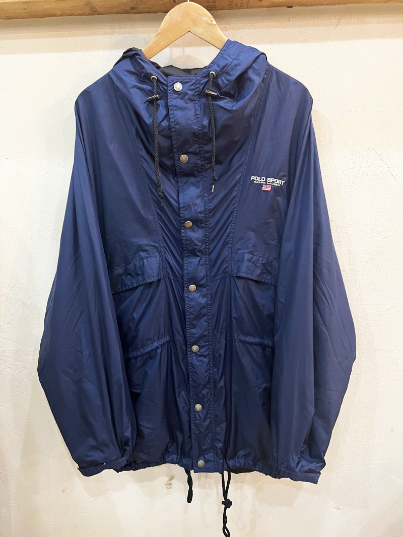 G53★90's POLO SPORT/ポロスポーツ ラルフローレン ポロスポ ロゴ刺繍ナイロンジャンパー ネイビー XXLサイズ ライトアウター 古着 USED★