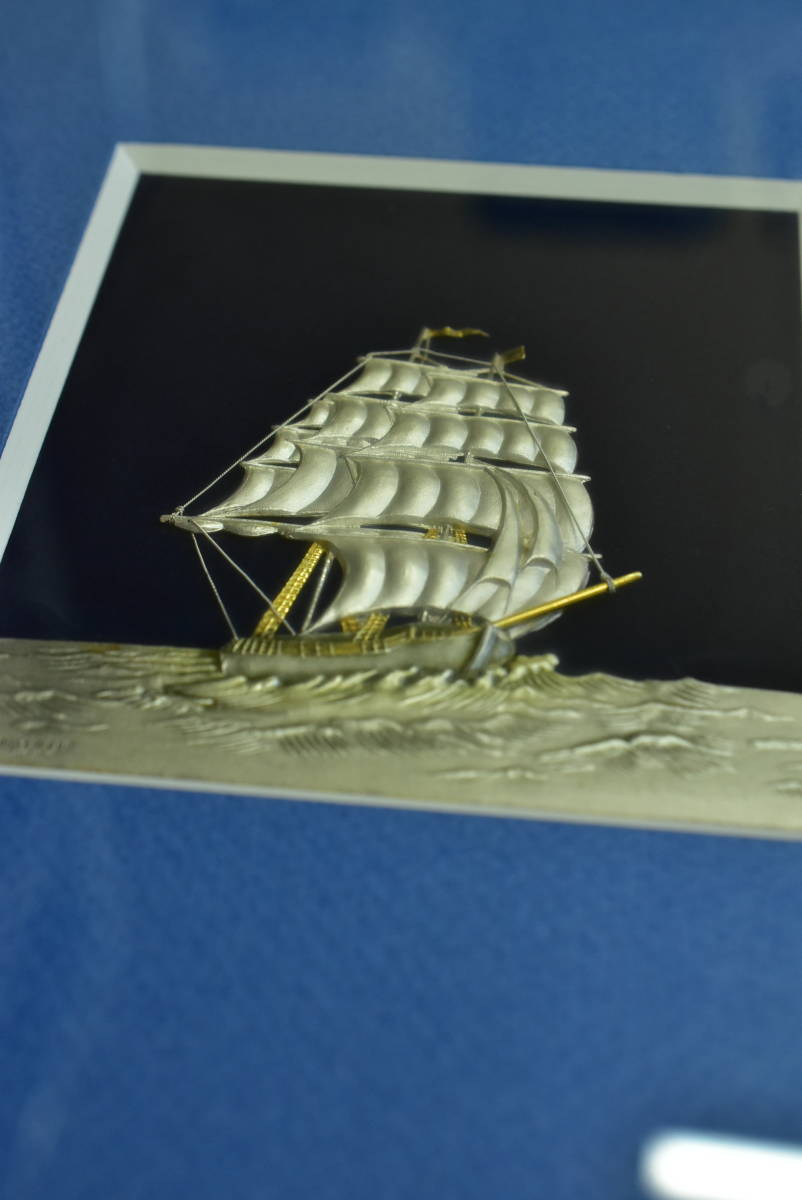 No2164）純銀 帆船 額絵 シルバー SILVER999 武比古 TAKEHIKO 純銀