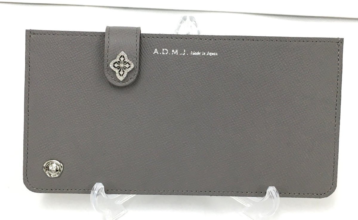 ADMJ アクセソワ・ドゥ・マドモワゼル 札入れ スリムウォレット 19SC050203 オイスターグレー ホック レザー 箱付き 未使用 2307LR243