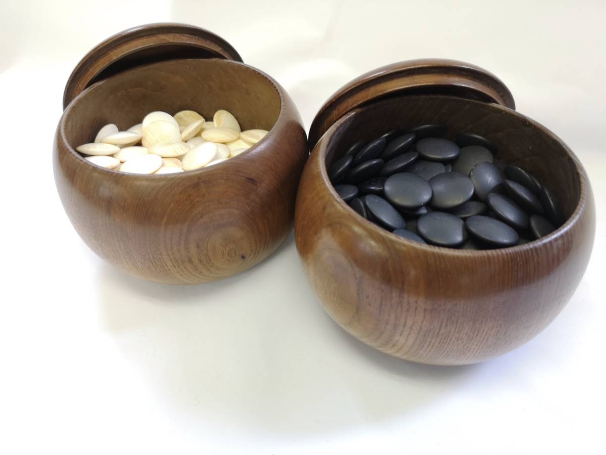 天然本蛤・那智黒石 碁石 国産 スワブデ 囲碁 碁笥 懐志 欅特大 36号