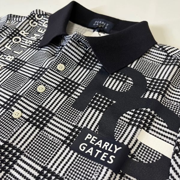 【新品・正規品】PEARLY GATES パーリーゲイツ メンズ 半袖ポロシャツ（バックライン）チェック柄/NV≪サイズ4≫