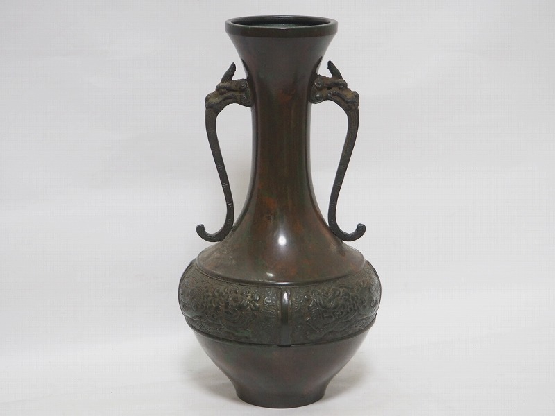 URA]中国美術/龍鳳凰図七宝花瓶/611g/10/4-s9-160(検)骨董/七宝焼/花器