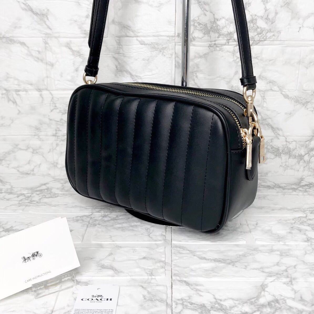 COACH ショルダーバッグ 黒 レザー キルティング コーチ COACH