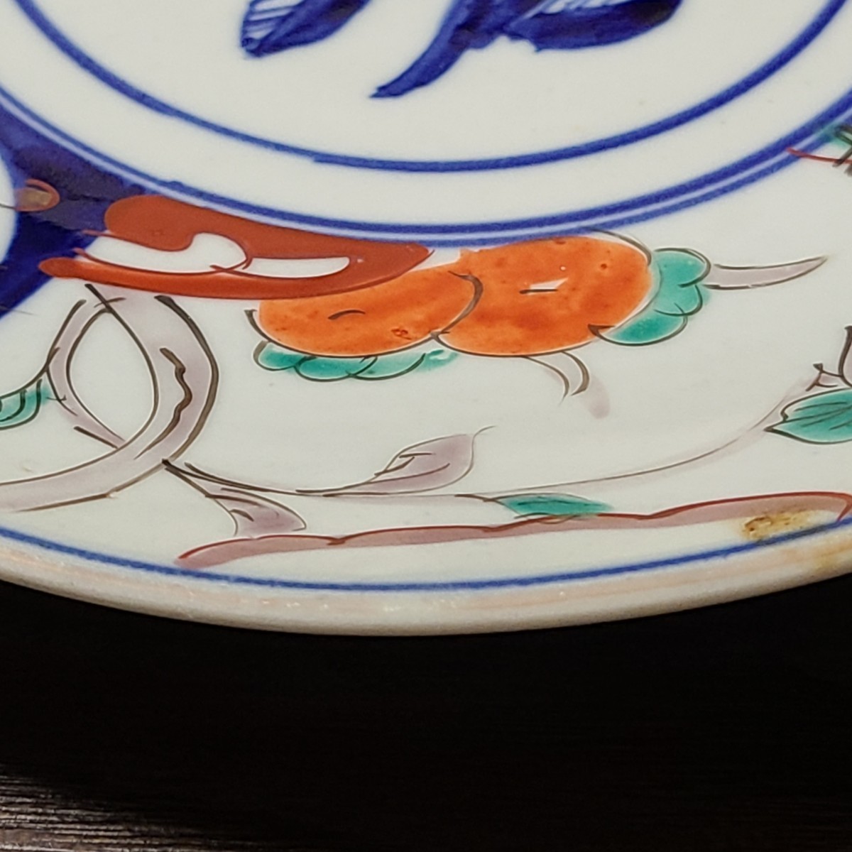 伊万里焼】明治～大正時代 アンティーク 錦手 色絵 桃吉祥文様 七寸皿