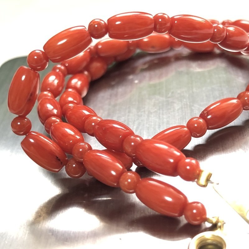 美品 本珊瑚 サンゴ 皿赤 赤 紅 さんご 18K＜750＞ IW308DJ08KSG_B