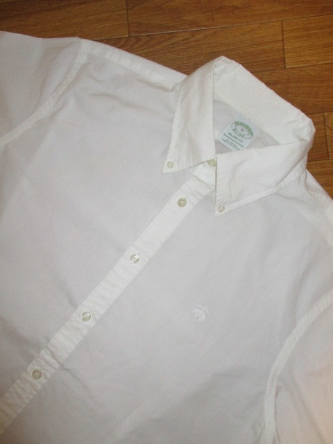 送料２１０円可 BROOKS BROTHERS ブルックスブラザーズ ワンポイント刺繍 ボタンダウンシャツ M　白 　ホワイト