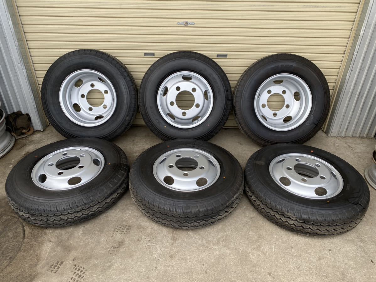 送料無料 新車外し 205/85R16 ダンロップ SPLT5 三菱 ふそう キャンター スチール TOPY XAB 16×5.5K 115-9 TC 5穴 両面再塗装 1本のみ