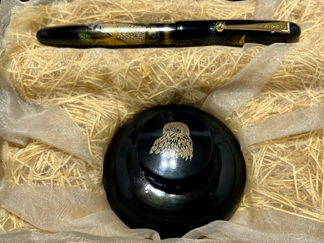 Y2191 パイロット Namiki 沈金 梟 フクロウ 万年筆 ペン先18K Y2191