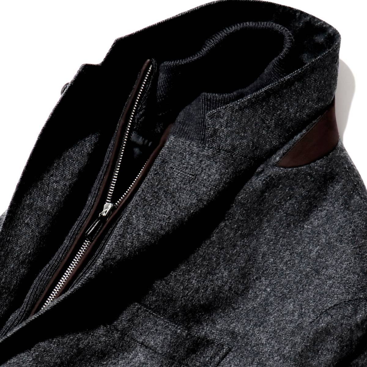 ゼニアの哲学◎65万「Ermenegildo Zegna」カシミヤ越えトロトロ手触り◎羊革ラムレザーの繕い◎インナーベスト付き3WAY◎ジャケット 46 M