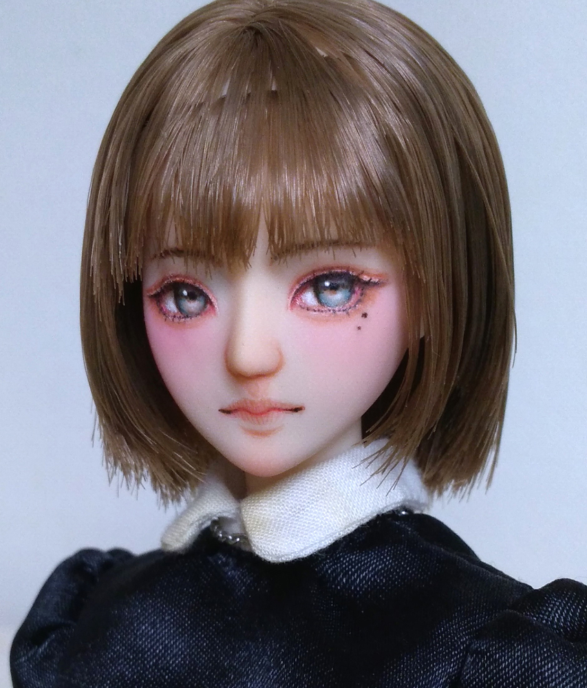 1/6 カスタムドールヘッド：やや難ありS01(オビツ27-01植毛ヘッド