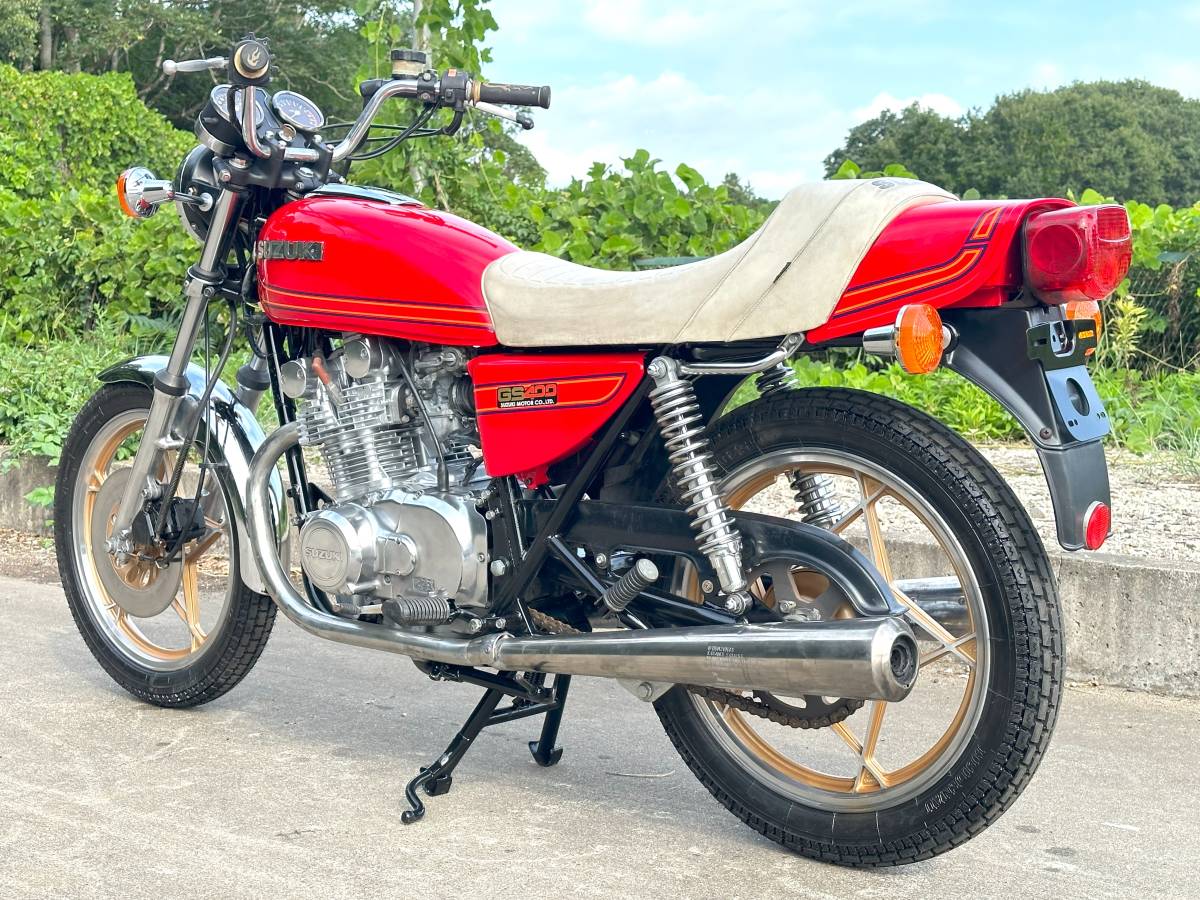 GS400 スズキ旧車絶版車 レッドカラー エンジン正常 ブレーキ作動OK 
