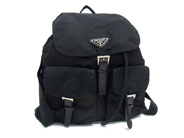 1円 PRADA プラダ テスートナイロン リュックサック デイパック レディース メンズ ブラック系 AS1517