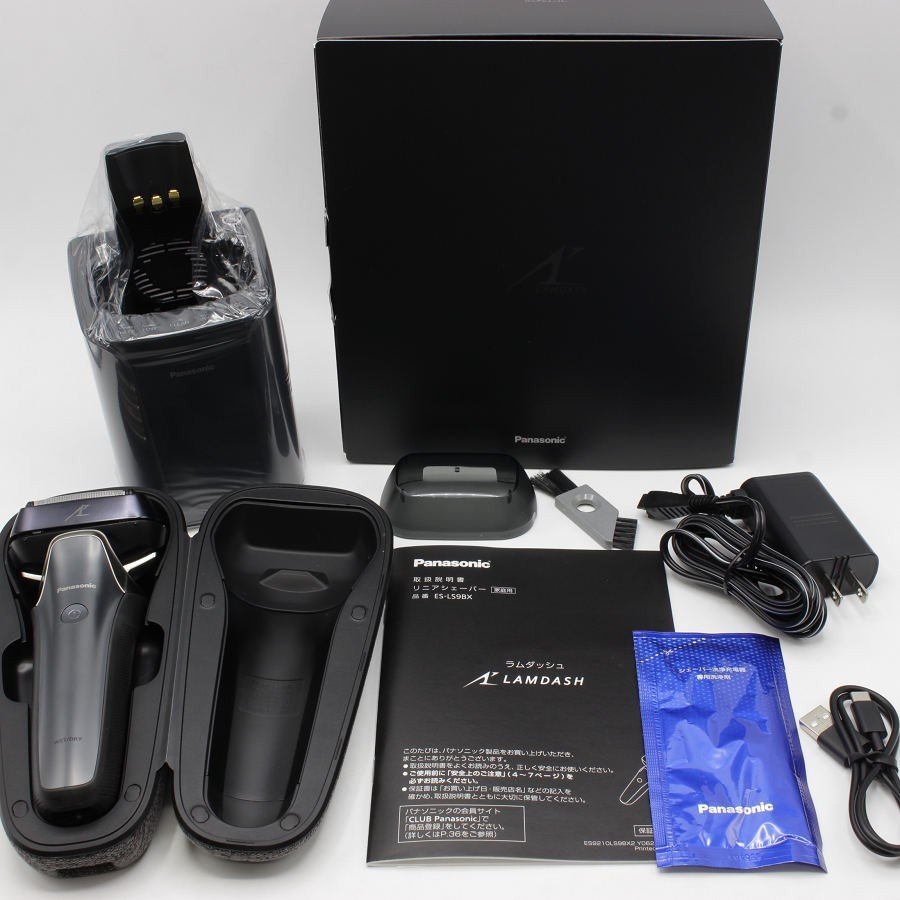 【美品】パナソニック ラムダッシュPRO ES-LS9BX-K メンズシェーバー クラフトブラック リニアモーター6枚刃 全自動洗浄充電器 本体