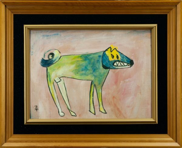 Yahoo!オークション 絵画⁄ジミー大西⁄「Dog」⁄手書き肉筆⁄表裏サイン