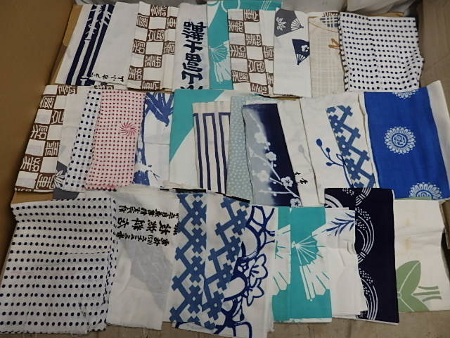 !〇昭和レトロ 手ぬぐい 和柄 柄色々古布 ハギレ リメイク素材 計３２枚 未使用 経年保存品