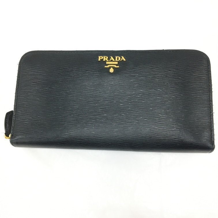 PRADA プラダ 長財布 美品 黒 サフィアーノ ラウンドジップ 美品 PRADA