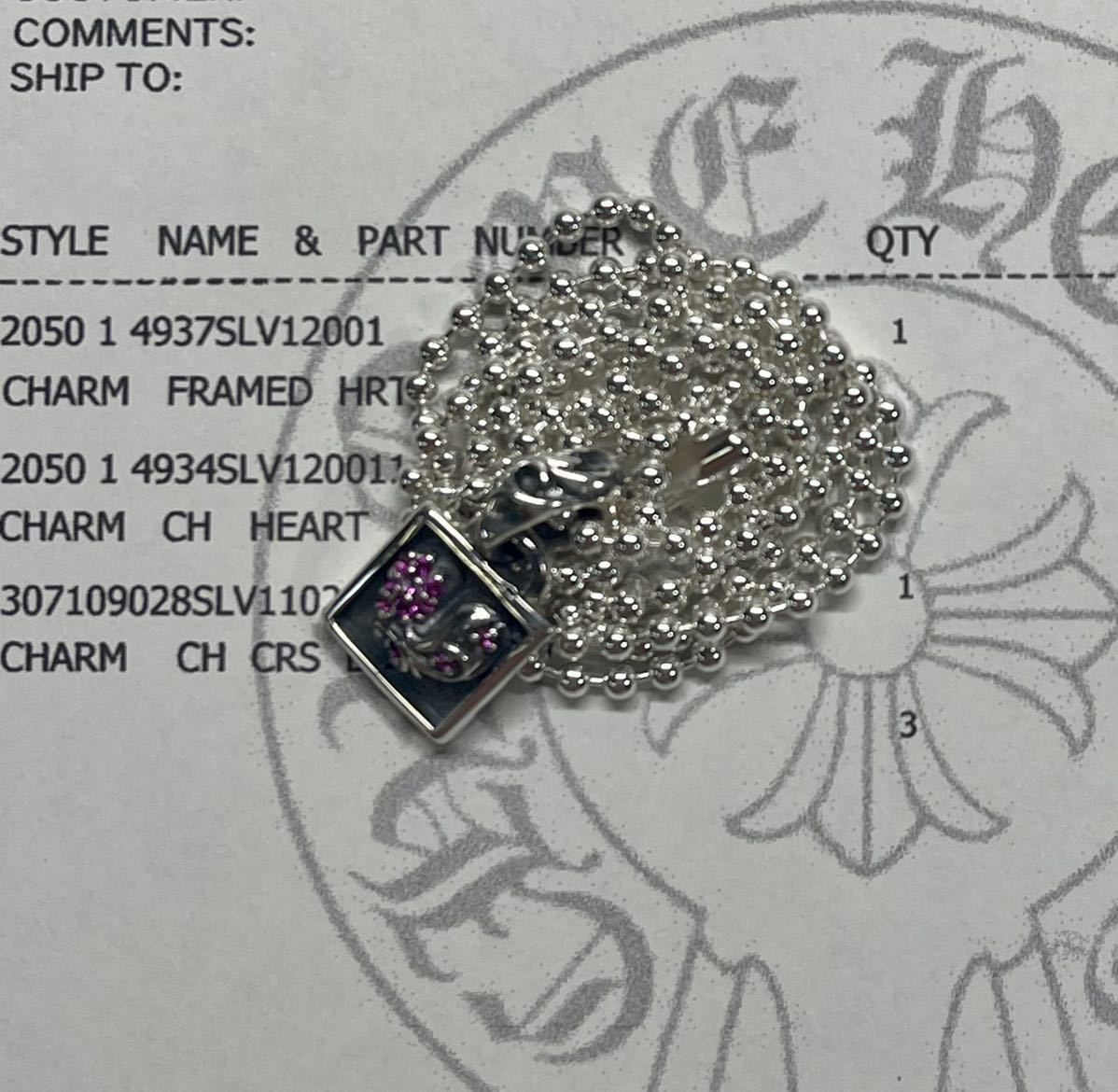 クロムハーツ☆フレームドハート/ルビーパヴェ/新品加工/ボール  