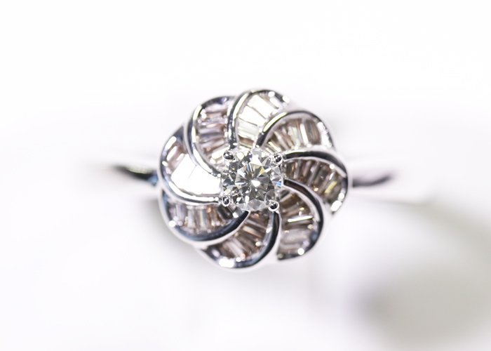 0.1ct】K18PG ダイヤモンド一粒リング 13号 【美品】K18YG リング 指輪 