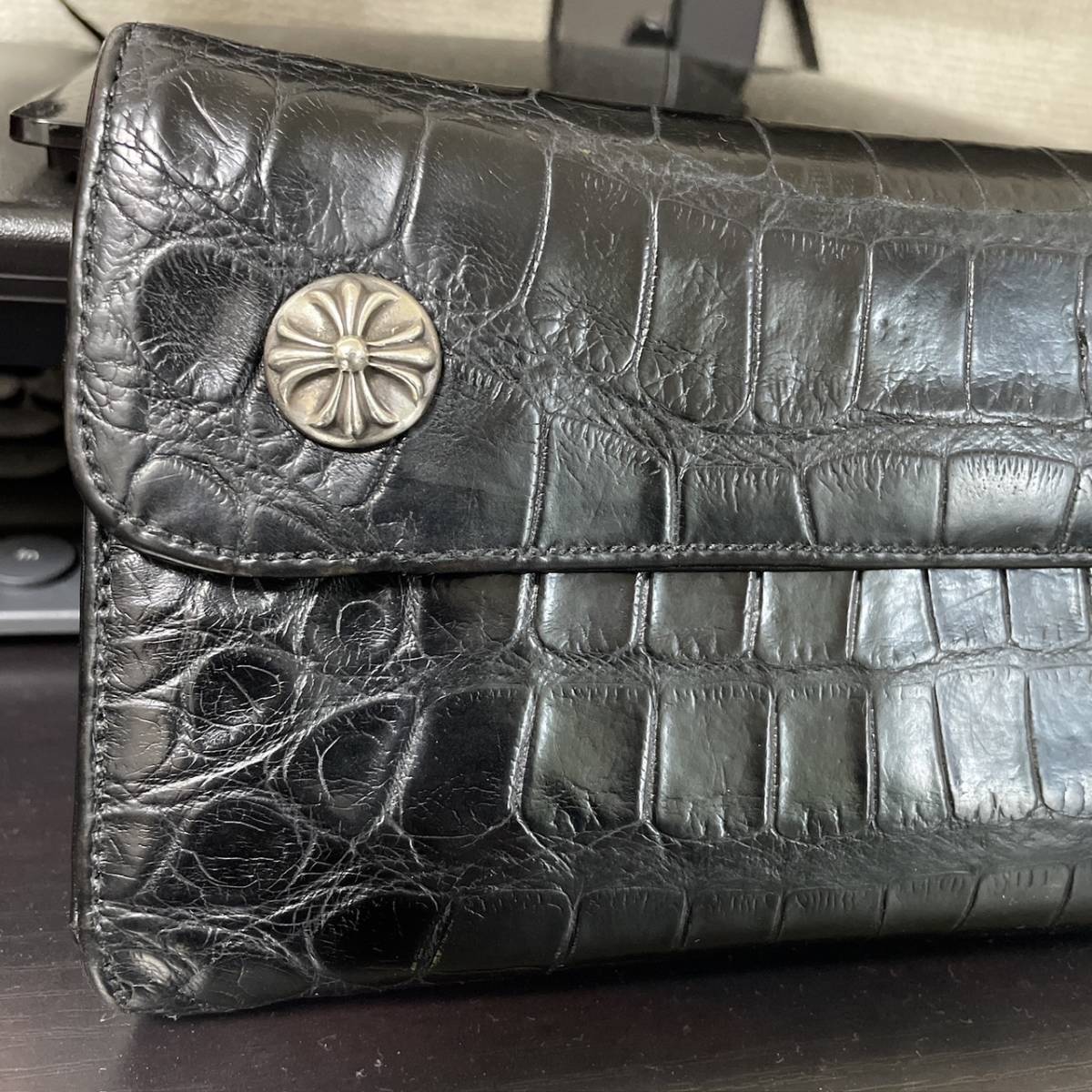 正規品 クロムハーツ ウェーブウォレット クロコダイル 長財布 