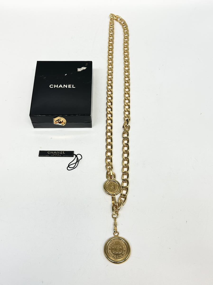【9A11】 1円スタート CHANEL シャネル チェーンベルト ココマーク ゴールドカラー アクセサリー 全長 約86cm 重さ 約194.41g 