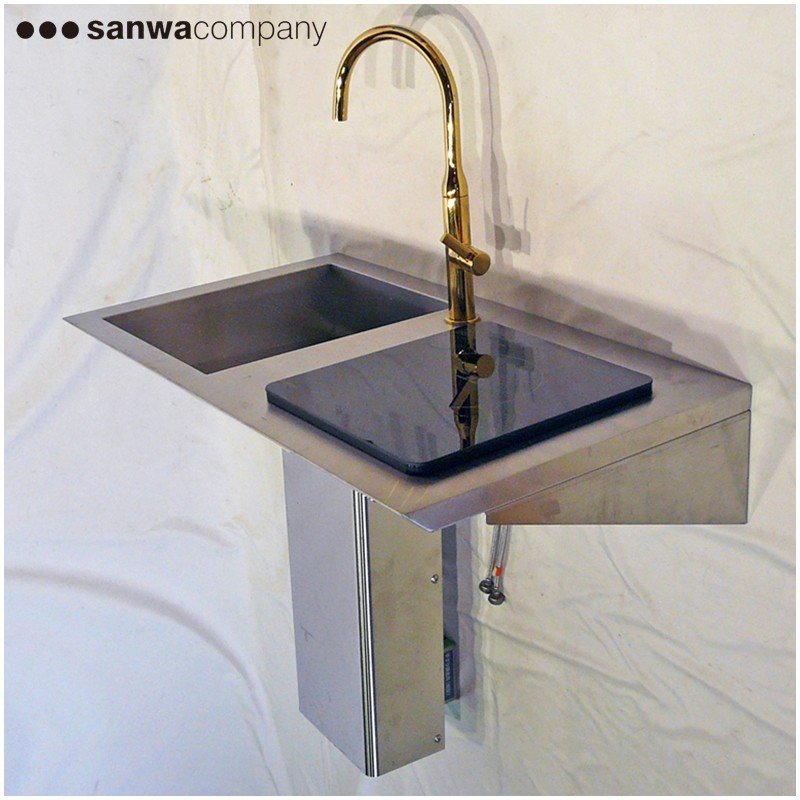 【福岡】◇Sanwa company/ミニモラス/コンパクトキッチン/ウォール型/別売り（IHクッキングヒーター＆配管カバー＆混合栓）付【FT0921-1】