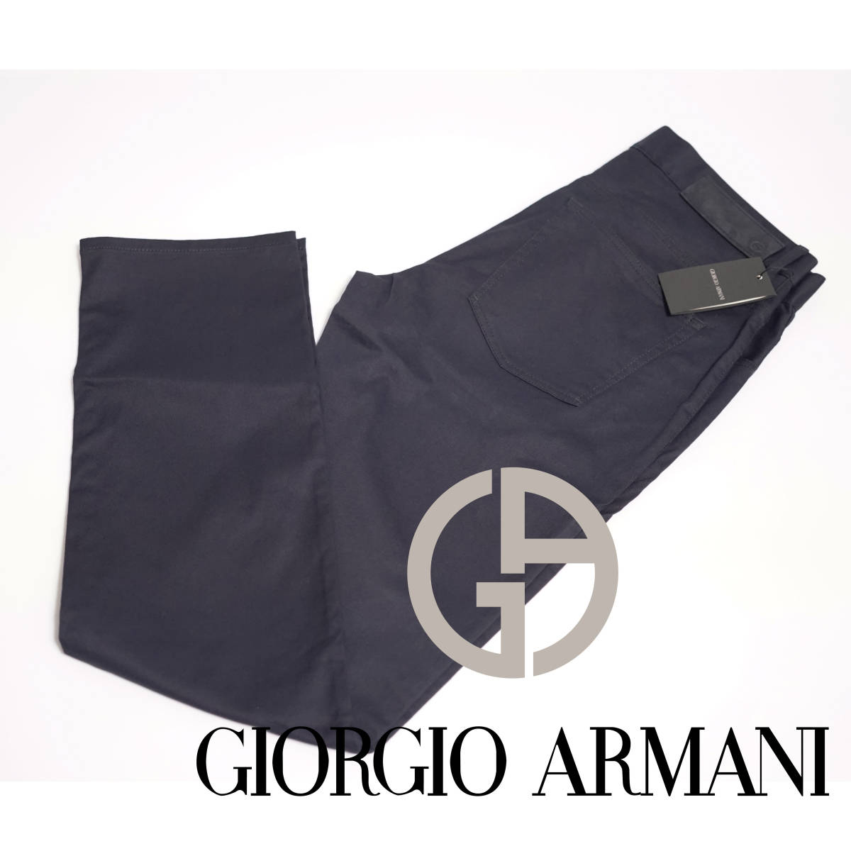 定番のテーパードシルエット 凄く綺麗なネイビーブルー GIORGIO ARMANI ダークネイビー コットンデニム パンツ 31インチ Mサイズ
