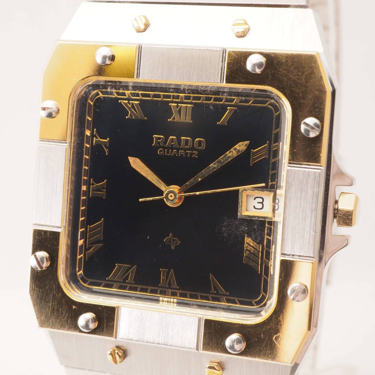 ラドー クォーツ Ref，129.9001.4 RADO QUARTZ デイト SS コンビ