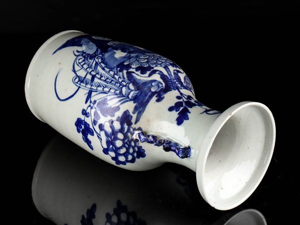 染付 公式通販 中国美術 壺 高42cm TO372 中国 青花 花瓶 ☆中国美術